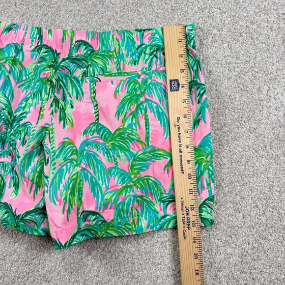 Lilly Pulitzer Shorts Women Large Pink Green Palm Tree Print 002065 Cotton Blend - Picture 7 of 7